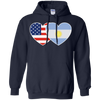Image of ARGENTINA USA Flag Twin Heart TShirt for Argentine Americans
