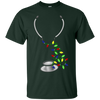 Image of Christmas String Lights Dual Head Nurse Stethoscope T-Shirt