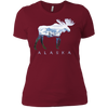 Image of Alaska Day Moose Snowy Mountain Long Sleeve Shirt