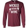 Image of Funny Halloween Wine Long Sleeve Shirt Wicked Before Wine