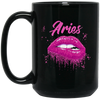 Image of Aries Zodiac Birthday Pink Lips T-Shirt for Black Women