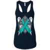 Image of angel teal ribbon t shirt support ovarian cancer awareness