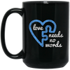 Image of Autism Love Needs no Words Distressed Puzzle Piece T-Shirt