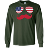 Image of American USA Flag Aviator Sunglasses Mustache Merica T Shirt