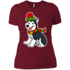 Image of Christmas Siberian Husky Dog T-Shirt, Puppy Xmas Gift