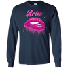 Image of Aries Zodiac Birthday Pink Lips T-Shirt for Black Women