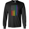 Image of Arc-en-ciel de drapeau américain manche du partisan de LGBT Long Tshirt