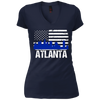 Image of Atlanta Skyline Distressed American Flag Long Sleeve Shirt