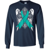 Image of angel teal ribbon t shirt support ovarian cancer awareness
