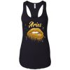 Image of Aries Zodiac Birthday Golden Lips T-Shirt for Black Women