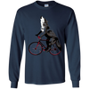 Image of Wolf Howling at the Moon on a Bicycle T-Shirt - Ironic Tee