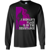 Image of A Woman's Place Is In The Resistance Shirt Varsity Protest