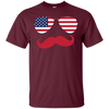 Image of American USA Flag Aviator Sunglasses Mustache Merica T Shirt