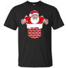 Image of Santa Stuck In Chimney Christmas Pocket T Shirt Gift