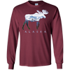 Image of Alaska Day Moose Snowy Mountain Long Sleeve Shirt