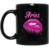 Image of Aries Zodiac Birthday Pink Lips T-Shirt for Black Women