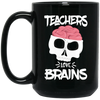 Image of Funny Halloween Skull Teachers Love Brains Long Sleeve Shirt
