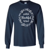 Image of "Grateful Thankful Blessed " Floral Thanksgiving Fall Tee