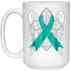 Image of angel teal ribbon t shirt support ovarian cancer awareness