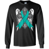 Image of angel teal ribbon t shirt support ovarian cancer awareness