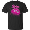 Image of Aries Zodiac Birthday Pink Lips T-Shirt for Black Women