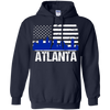 Image of Atlanta Skyline Distressed American Flag Long Sleeve Shirt
