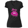 Image of Aries Zodiac Birthday Pink Lips T-Shirt for Black Women
