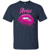 Image of Aries Zodiac Birthday Pink Lips T-Shirt for Black Women