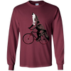 Image of Wolf Howling at the Moon on a Bicycle T-Shirt - Ironic Tee