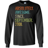 Image of Absolutely Awesome Since September 2008 10th Birthday Shirt