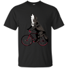 Image of Wolf Howling at the Moon on a Bicycle T-Shirt - Ironic Tee