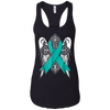 Image of angel teal ribbon t shirt support ovarian cancer awareness