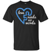 Image of Autism Love Needs no Words Distressed Puzzle Piece T-Shirt