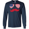 Image of American USA Flag Aviator Sunglasses Mustache Merica T Shirt
