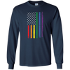Image of Arc-en-ciel de drapeau américain manche du partisan de LGBT Long Tshirt