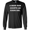 Image of "Une course de bière compte comme un exercice." t-shirt d'entraînement drôle de bière