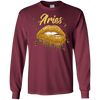 Image of Aries Zodiac Birthday Golden Lips T-Shirt for Black Women