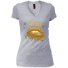 Image of Aries Zodiac Birthday Golden Lips T-Shirt for Black Women