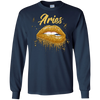 Image of Aries Zodiac Birthday Golden Lips T-Shirt for Black Women