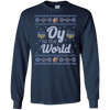 Image of Funny Hanukkah Sweater Long Sleeve Shirt, Oy to the World