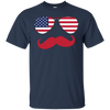 Image of American USA Flag Aviator Sunglasses Mustache Merica T Shirt
