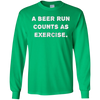 Image of "Une course de bière compte comme un exercice." t-shirt d'entraînement drôle de bière