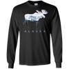 Image of Alaska Day Moose Snowy Mountain Long Sleeve Shirt