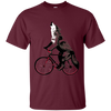Image of Wolf Howling at the Moon on a Bicycle T-Shirt - Ironic Tee