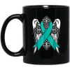 Image of angel teal ribbon t shirt support ovarian cancer awareness