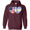 Image of ARGENTINA USA Flag Twin Heart TShirt for Argentine Americans
