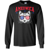 Image of Ameowica Cat With Flag Sunglasses Funny 4th Of July T-Shirt