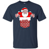 Image of Santa Stuck In Chimney Christmas Pocket T Shirt Gift