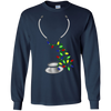 Image of Christmas String Lights Dual Head Nurse Stethoscope T-Shirt
