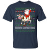 Image of Santa Riding Cow Merry Xmas Farming Gift Tshirt